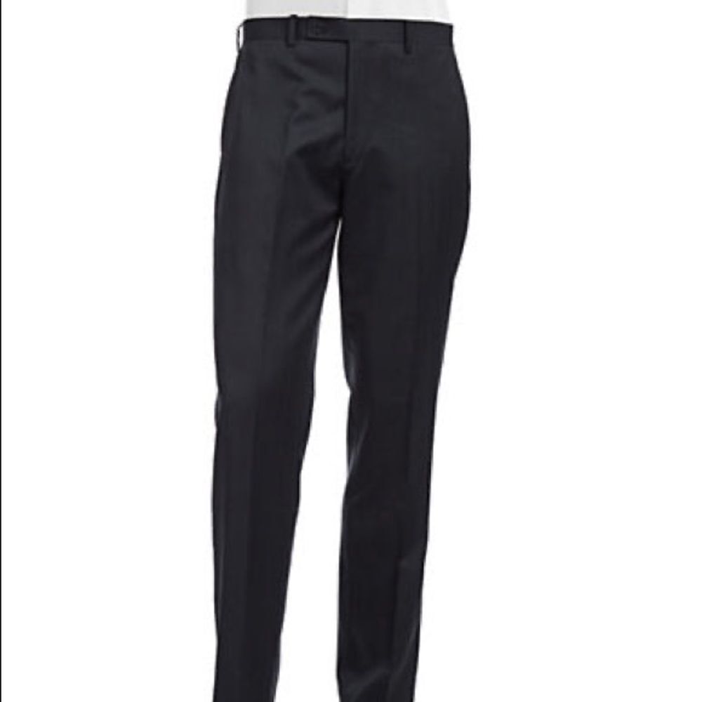 Calvin Klein Checked Slim-Fit Wool Trousers-NAVY-33X32